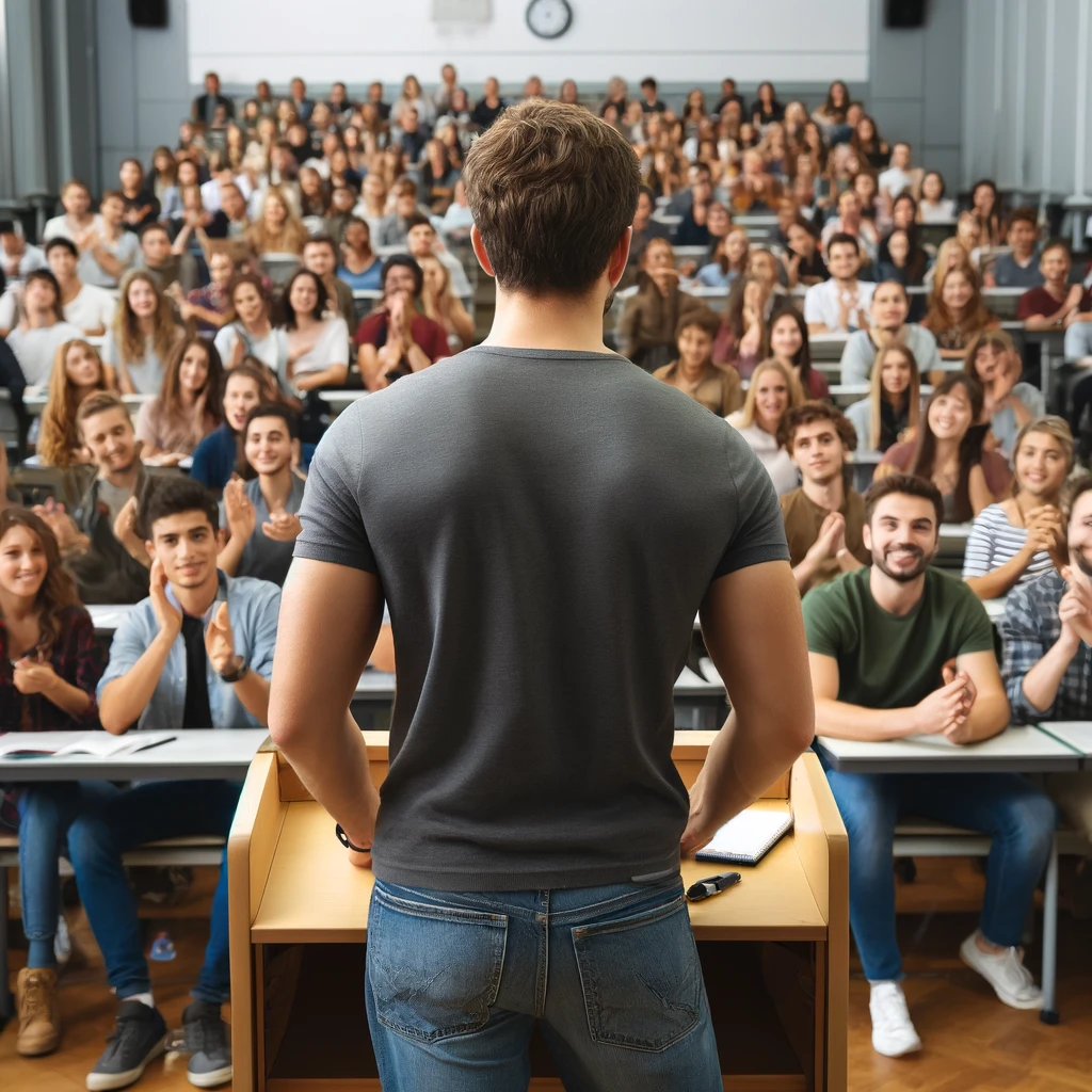 a linguist presenting to the college audience