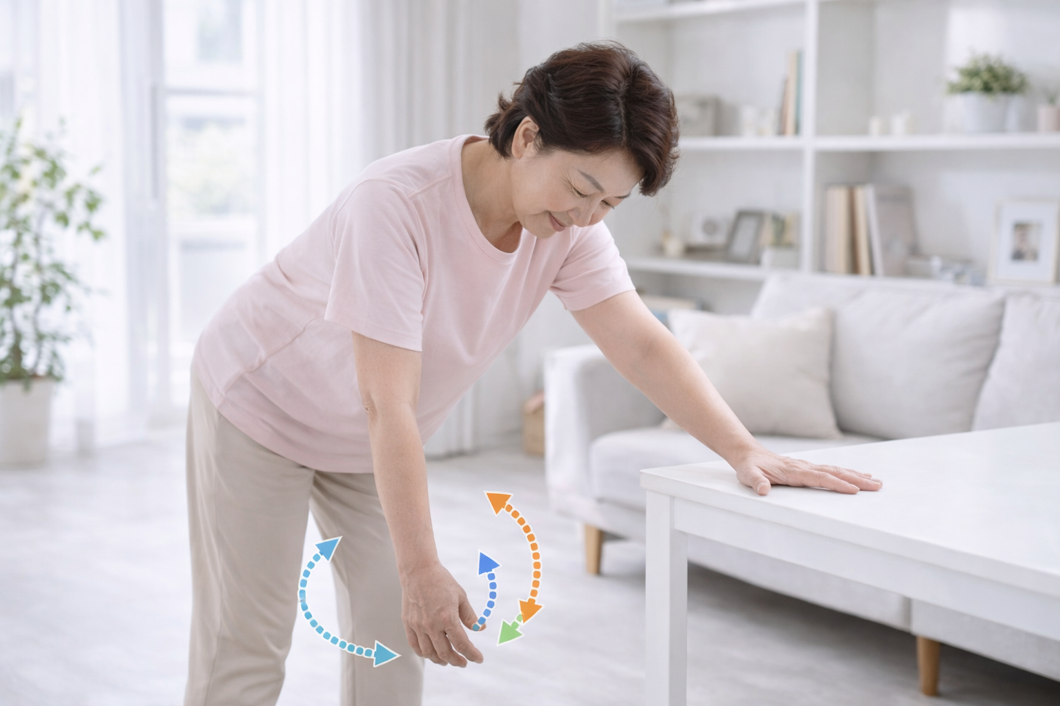 오십견 스트레칭 - 진자 운동 하는 방법