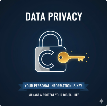 개인 정보 관리의 중요성을 나타내는 자물쇠와 열쇠 그림