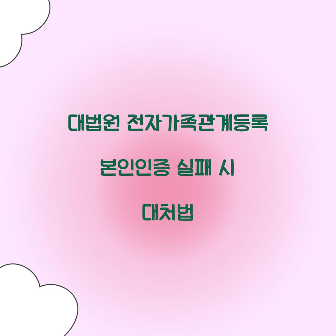 대법원 전자가족관계등록 본인인증 실패 시 대처법