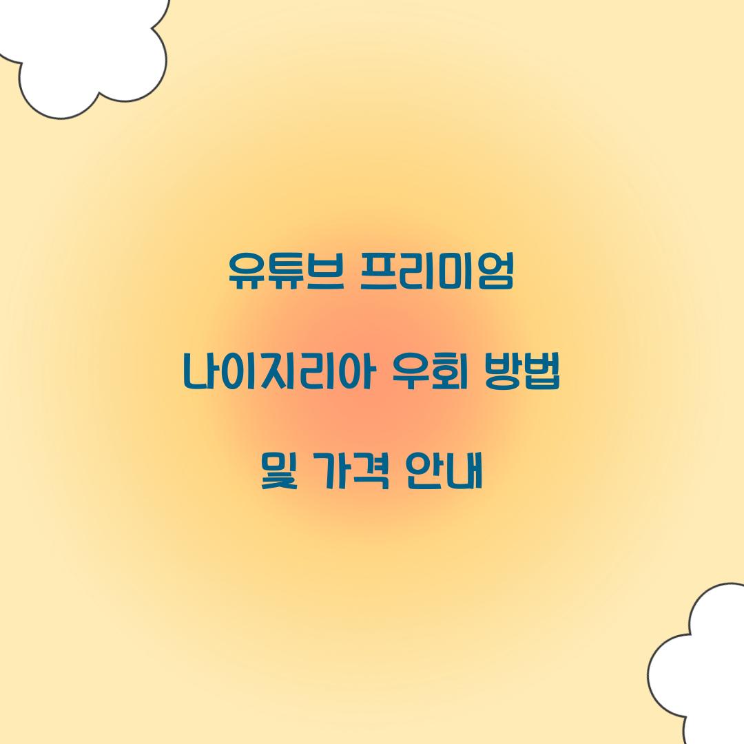 유튜브 프리미엄 나이지리아 우회