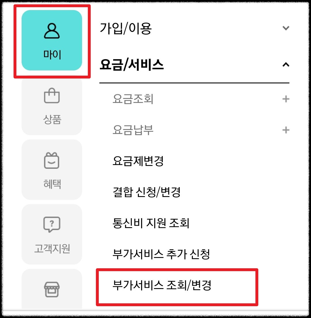 부가서비스 조회