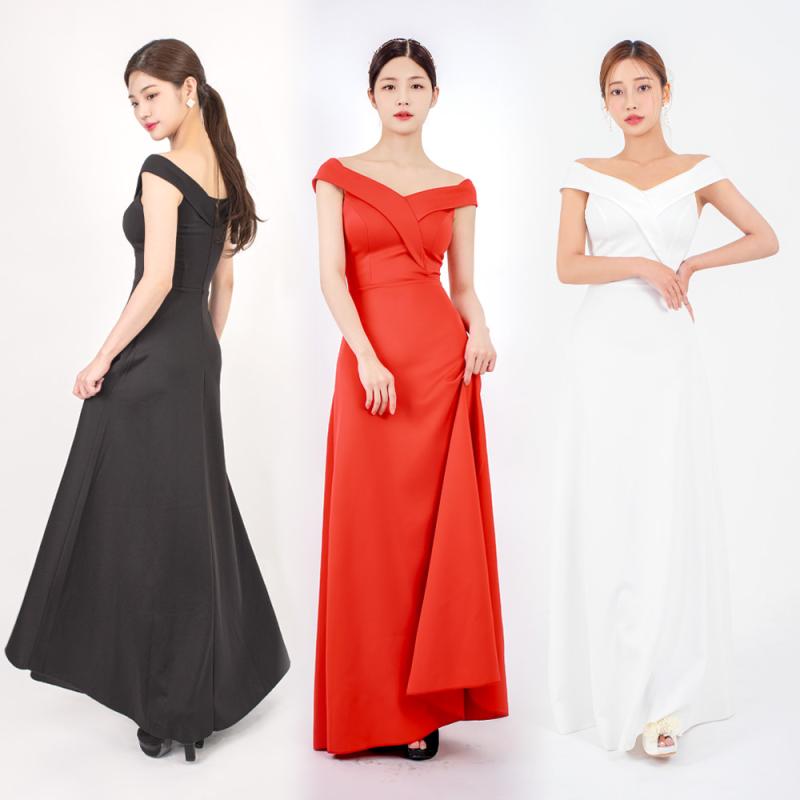 줄리엣롱플레어 셀프웨딩촬영 피로연드레스 결혼식2부 이브닝 연주 블랙드레스