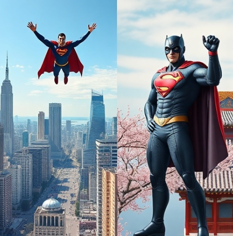 미국과 한국의 히어로 사진