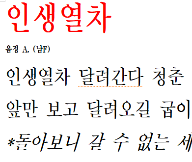 인생열차 가사 이미지