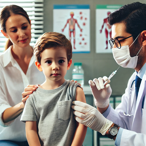 예방 주사를 맞고 있는 어린이 모습