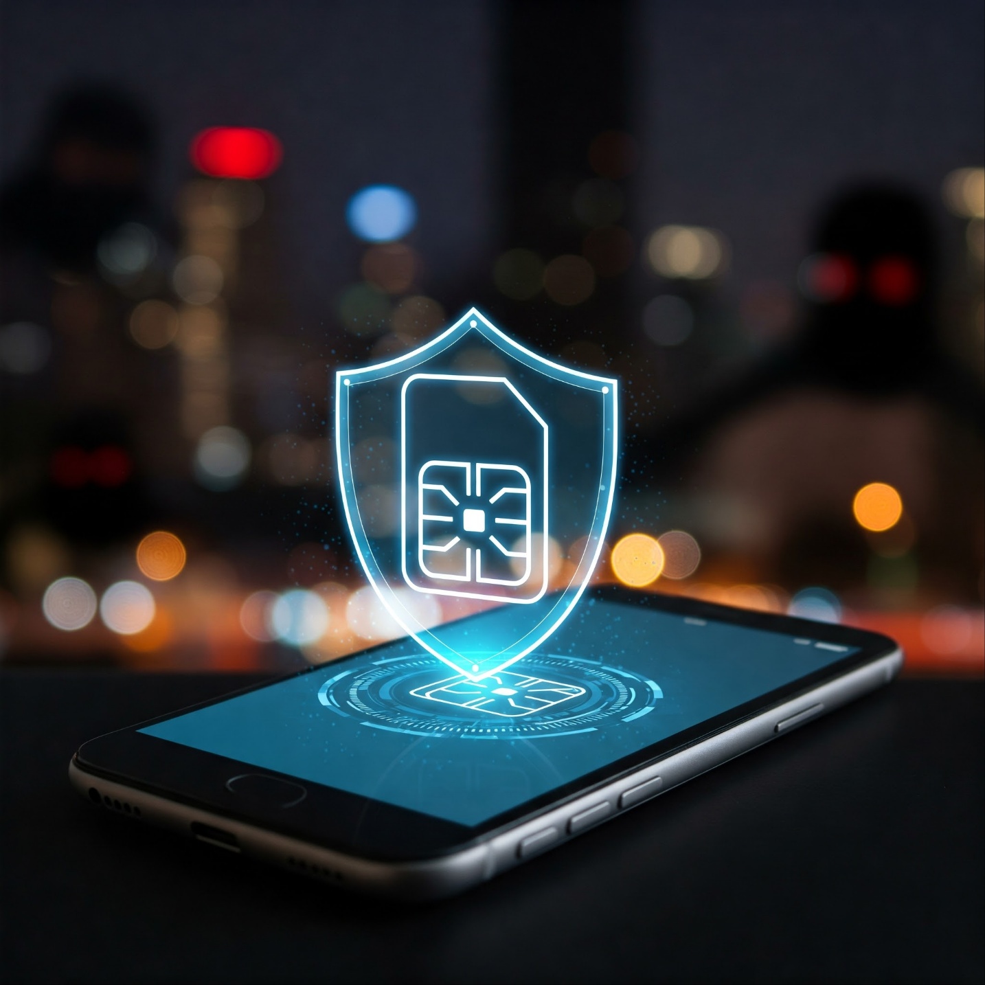 USIM 보호 서비스를 통해 USIM 카드 해킹으로부터 안전하게 보호되는 스마트폰의 모습.