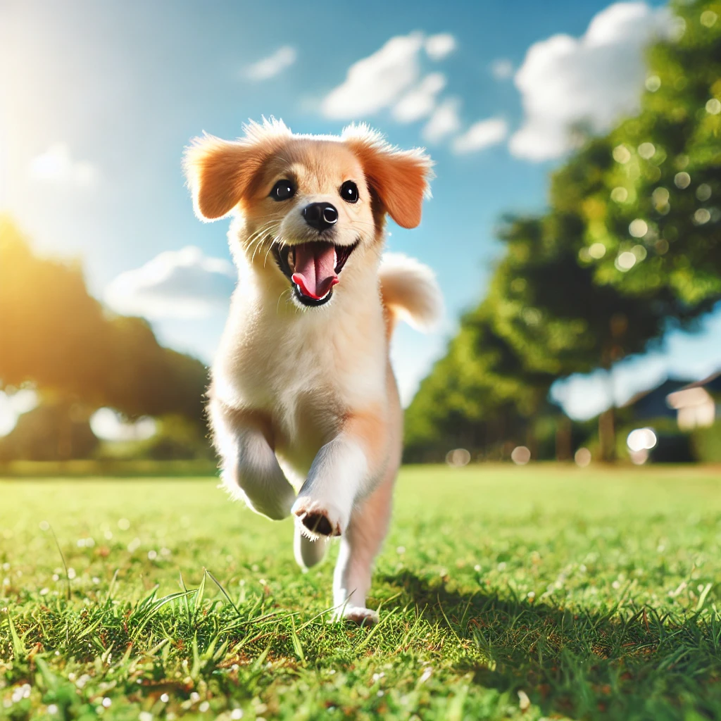 산책하며 운동하는 강아지