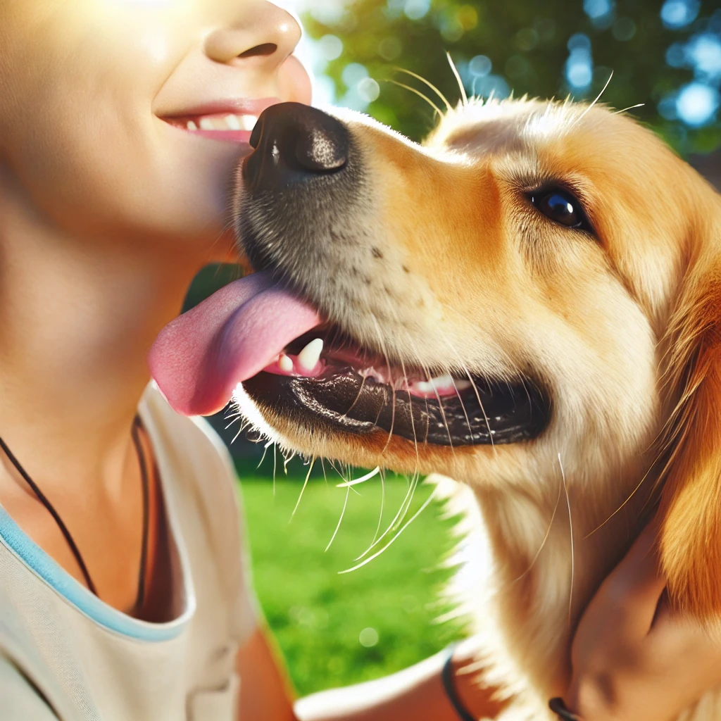 강아지 핥는 사진