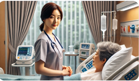 환자를 돌보는 자신감 넘치는 간호사