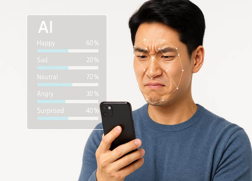 AI 감정 센서 시스템이 작동하는 장면