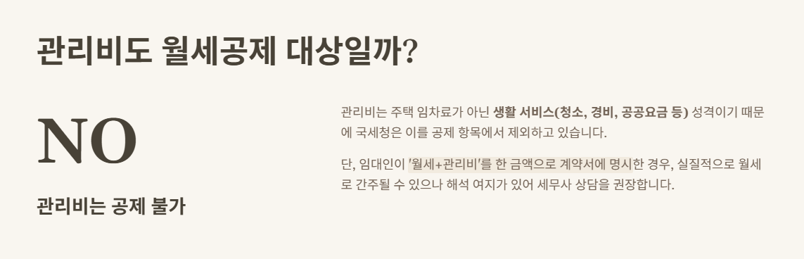 월세공제 관리비 여부