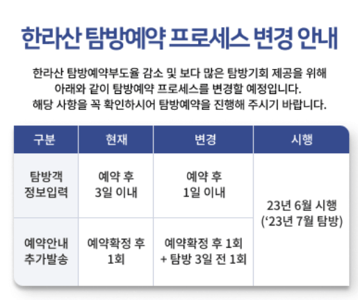 한라산 탐방 예약