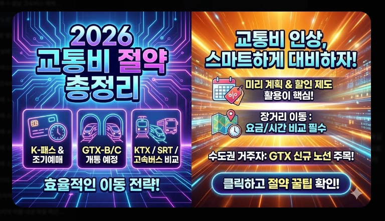 주요 노선 요금(고속버스, KTX, SRT)(2026년 + 전략)