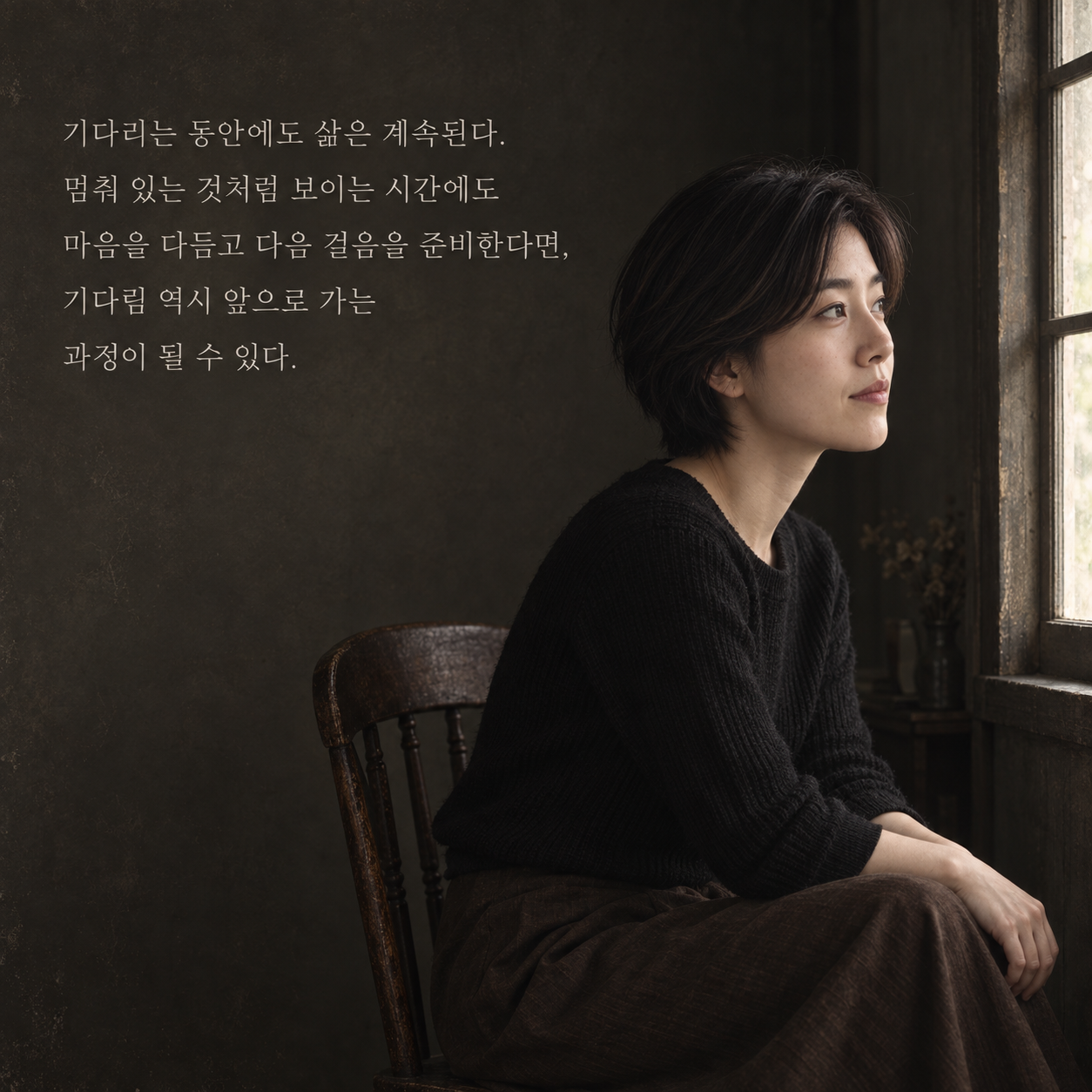 기다리는 동안에도 삶은 계속된다. 멈춰 있는 것처럼 보이는 시간에도 마음을 다듬고 다음 걸음을 준비한다면, 기다림 역시 앞으로 가는 과정이 될 수 있다.