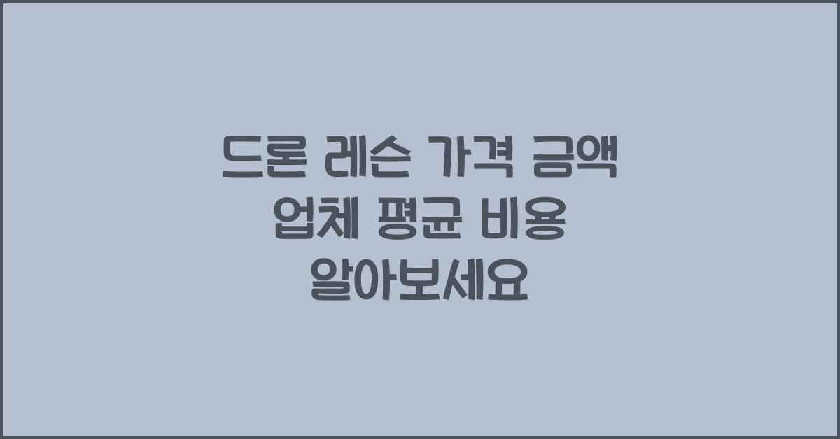 드론 레슨 가격 금액 업체 평균 비용