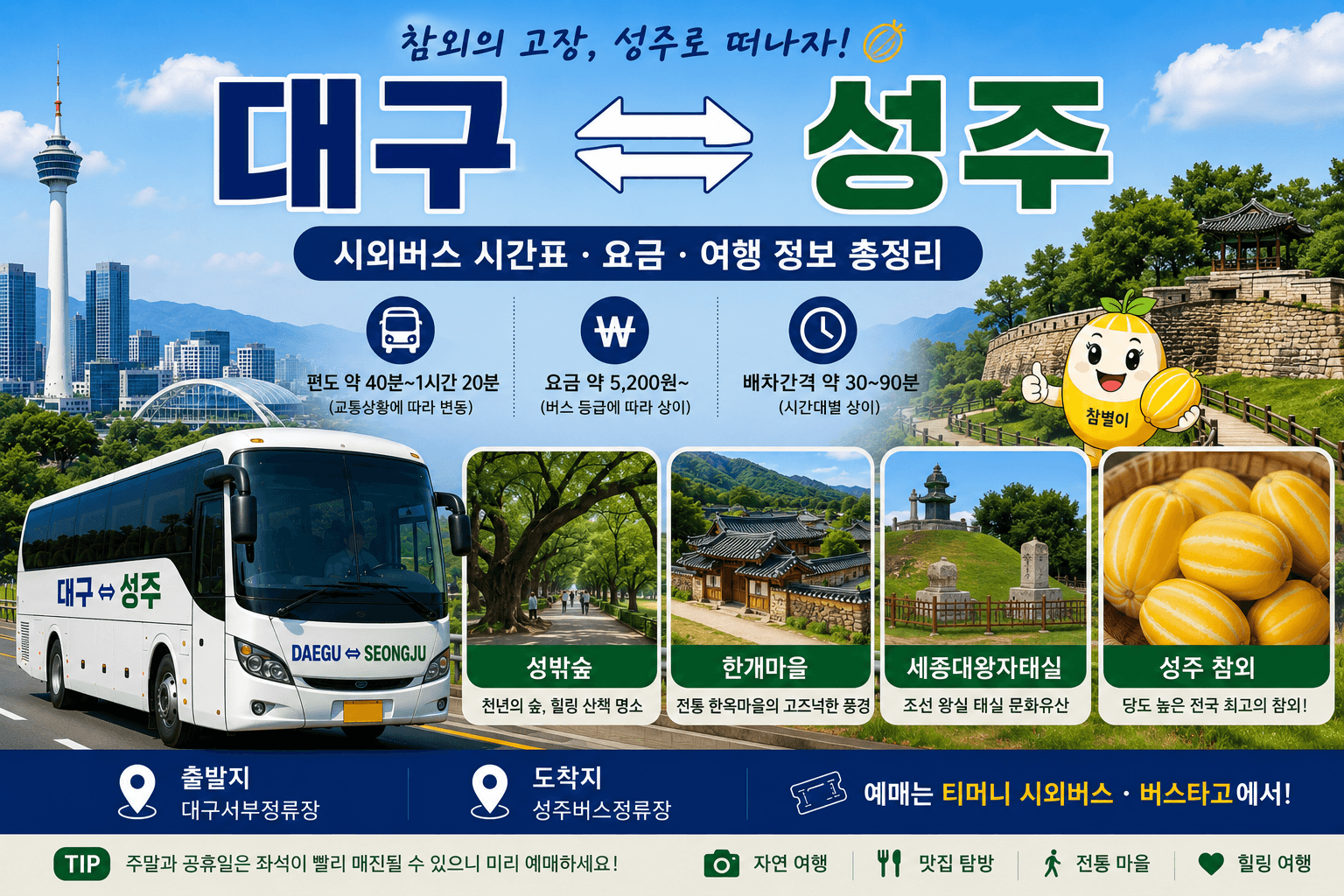 대구와 성주를 오가는 고마운 버스와 성주의 참외