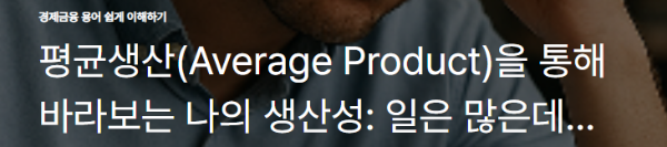 평균생산(Average Product)을 통해 바라보는 나의 생산성: 일은 많은데