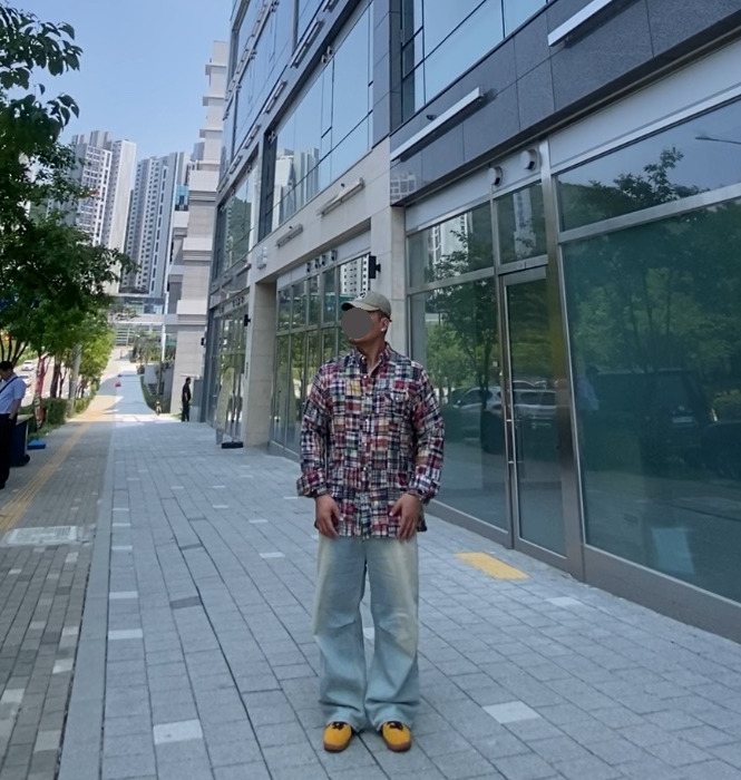 데일리룩('26. 6. 2.)더블알엘 가먼트다잉 트윌 볼캡, 폴로랄프로렌 패치워크 마드라스 코튼 클래식핏 셔츠 , 에러스익셉티드 연청 데님 팬츠, 컨버스 올스타 클래식 트레이너
