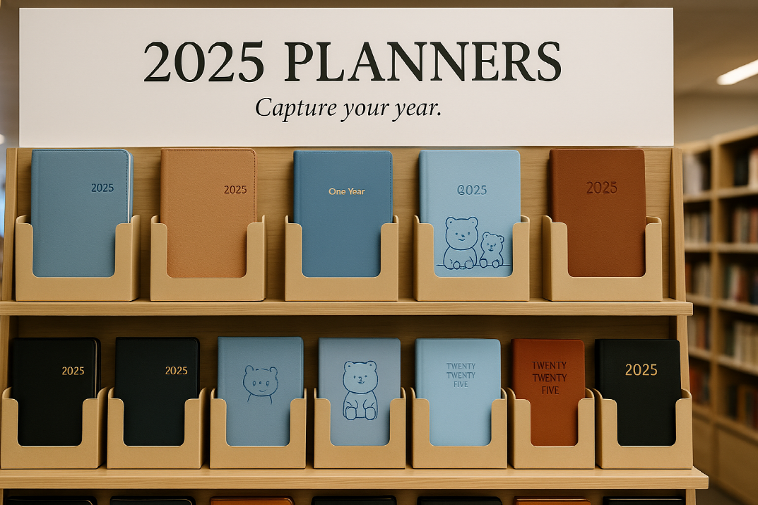 판매대에 디스플레이된 아날로그 플래너들