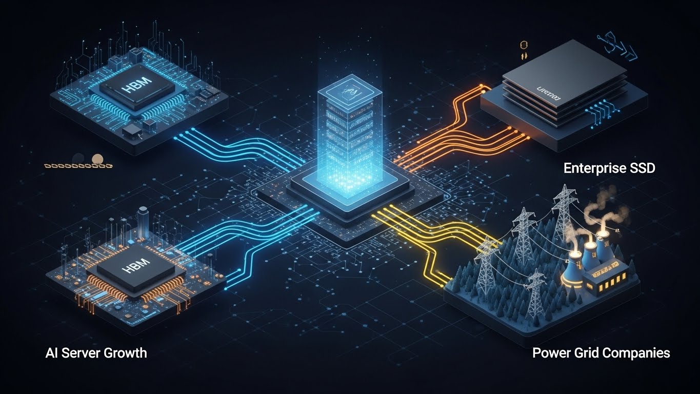 AI 서버의 확산은 HBM뿐만 아니라 기업용 SSD와 전력망 기업
