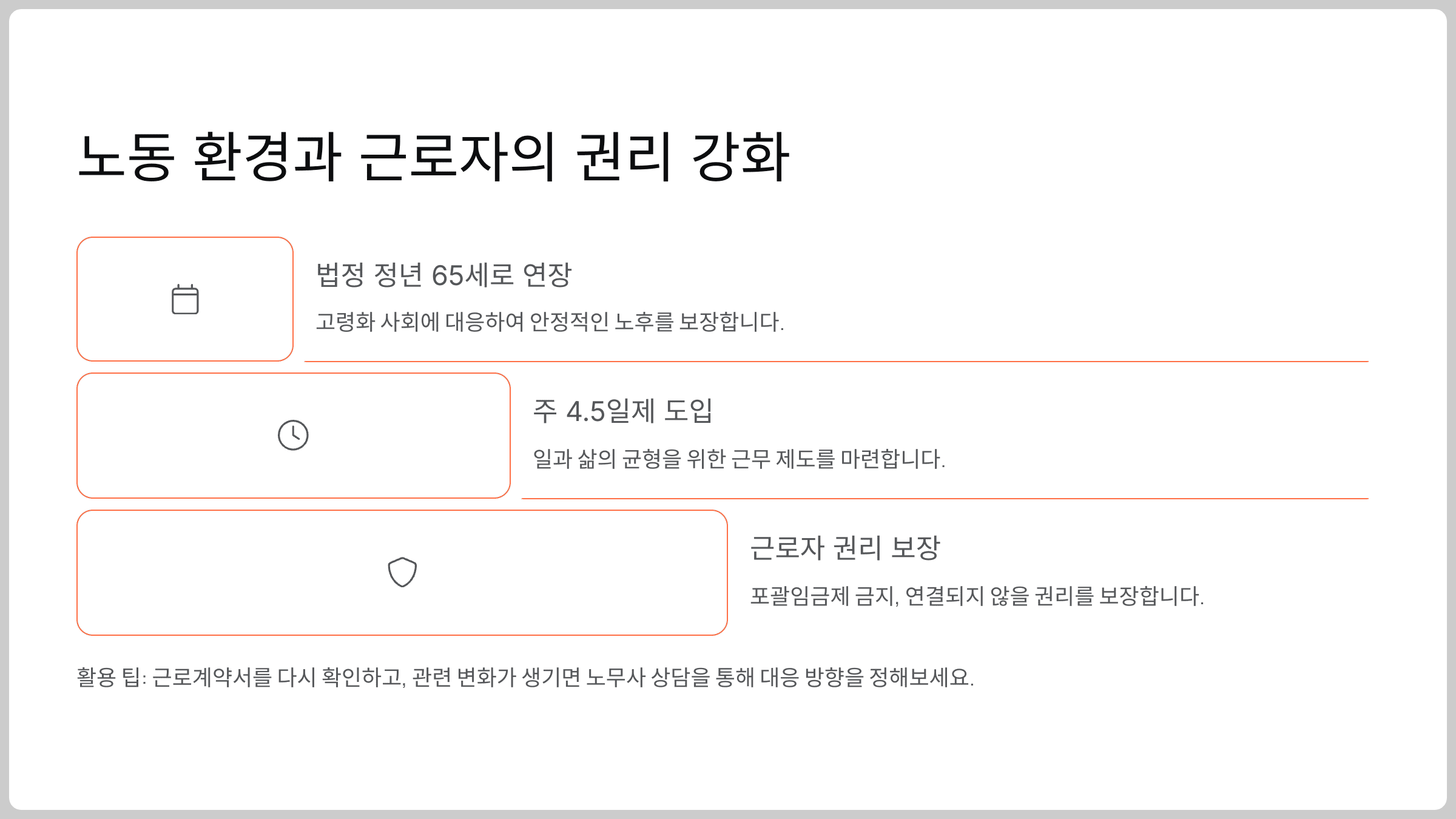 노동 환경과 근로자의 권리 강화