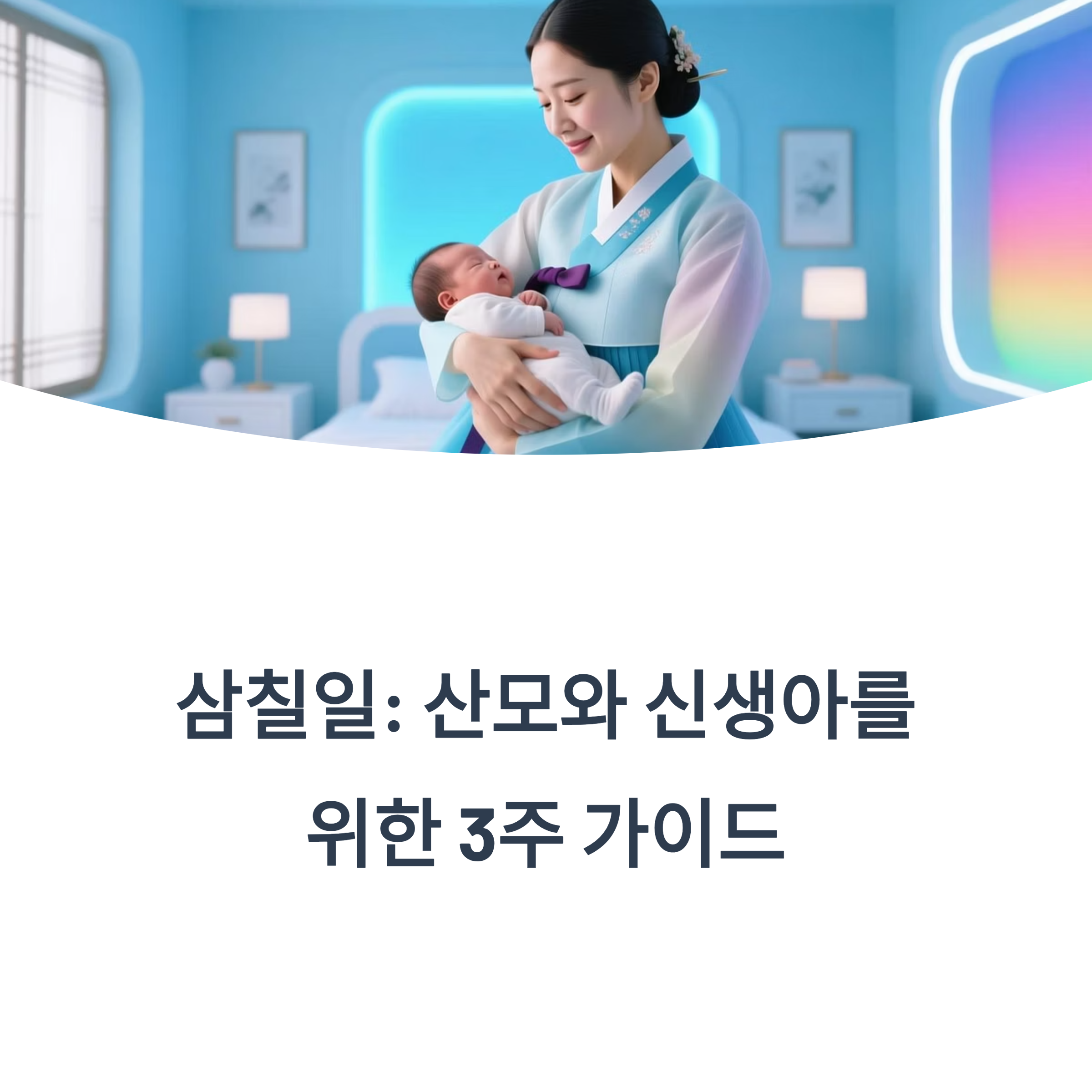 삼칠일(산모와 신생아를 위한 3주 가이드) 개요를 설명하는 인포그래픽 이미지