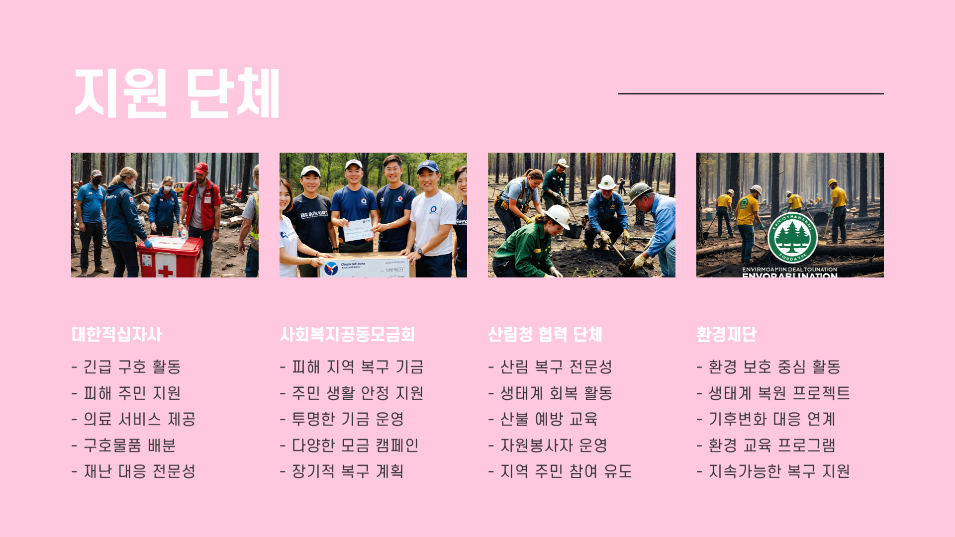 우리나라 산불 피해 지원 단체와 기부 방법