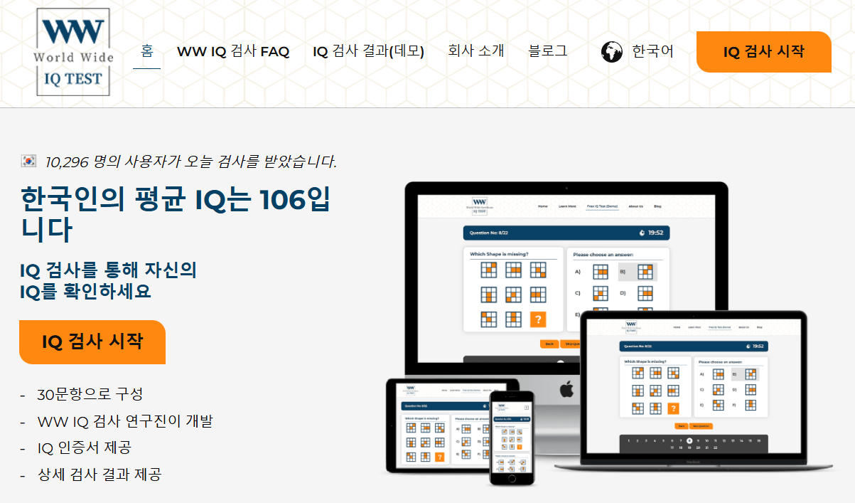 IQ 검사 무료 테스트 사이트