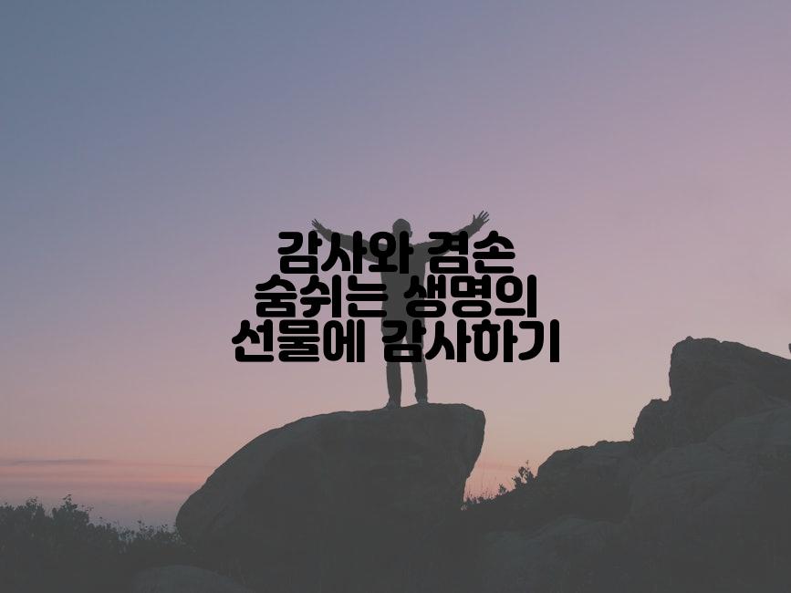 감사와 겸손 숨쉬는 생명의 선물에 감사하기