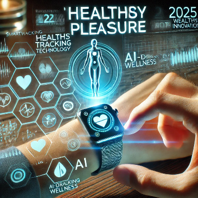 웰빙 테크를 활용한 건강 관리 장면.