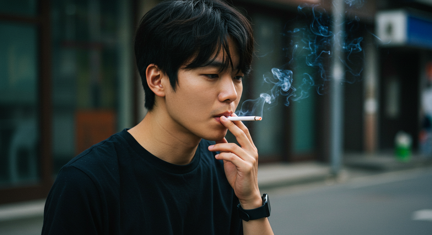 남성이 흡연하는 모습
