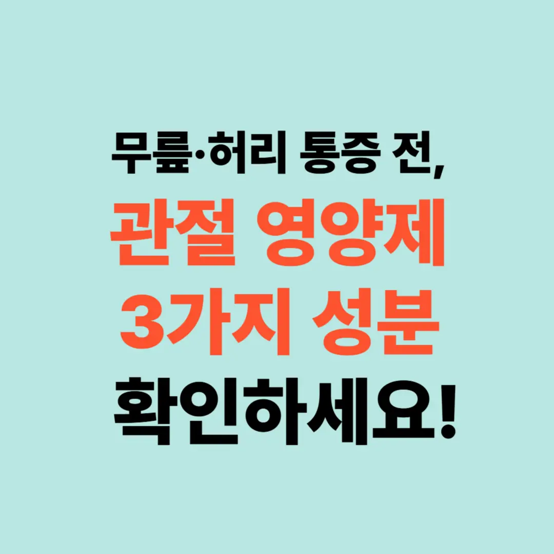 관절 건강 영양제, 어떤 성분을 선택해야 할까요?