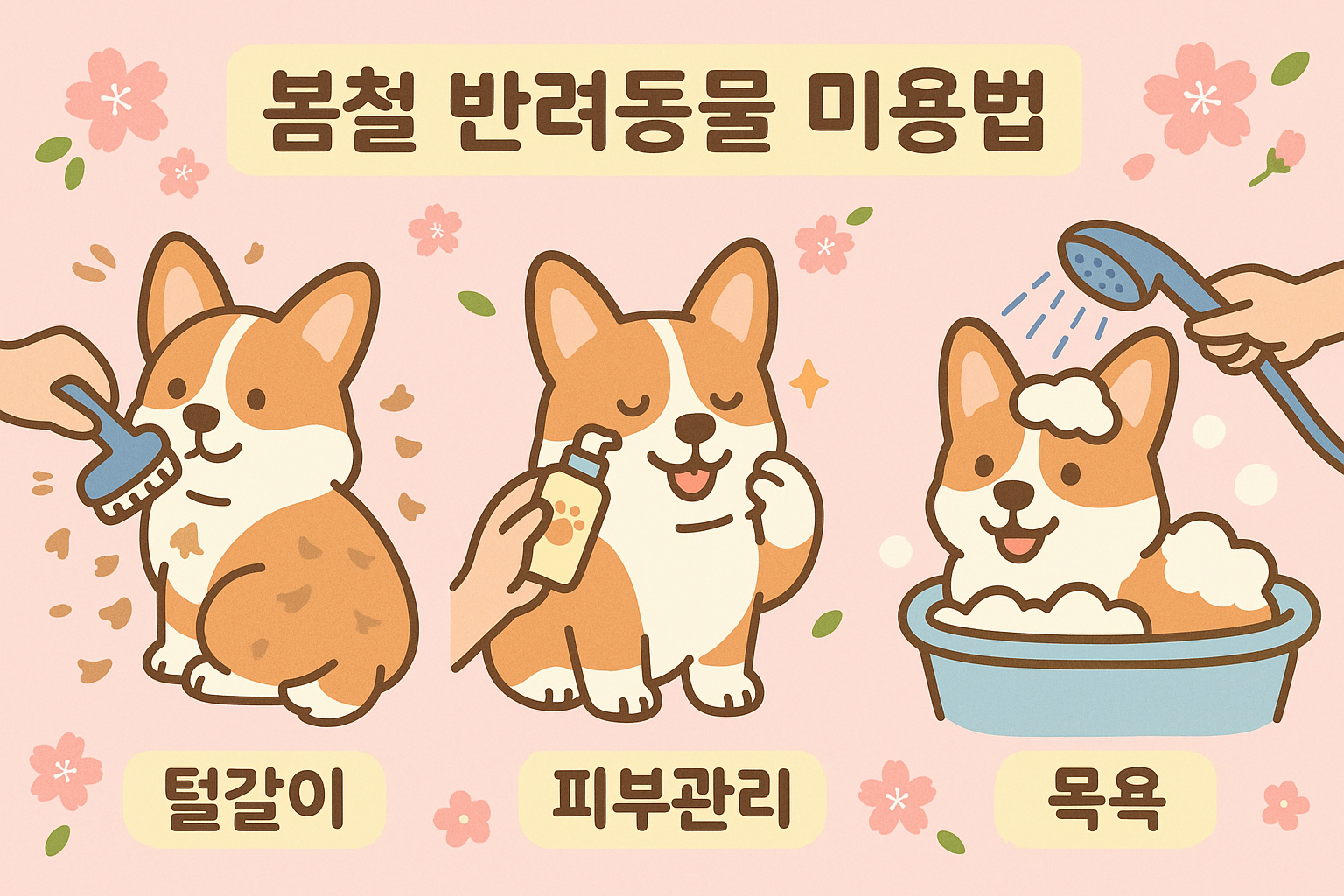 봄철 반려동물 미용법(털갈이,피부관리,목욕)