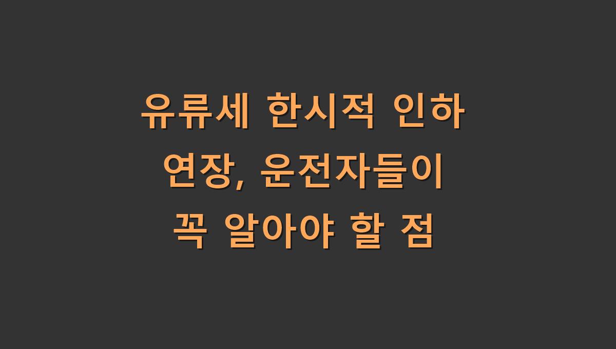 유류세 한시적 인하 연장, 운전자들이 꼭 알아야 할 점