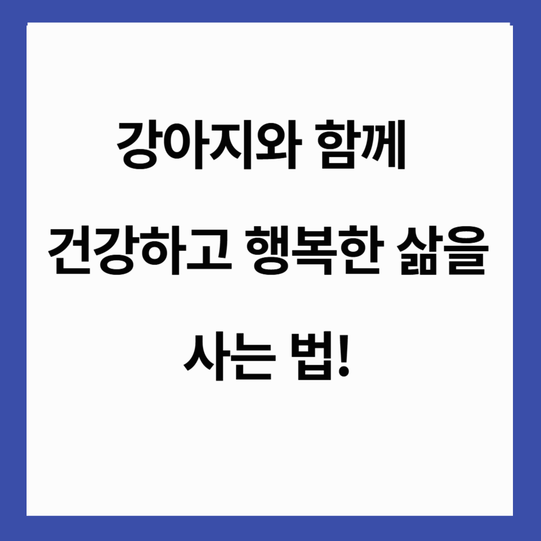 🐶 강아지와 함께 건강하고 행복한 삶을 사는 법!