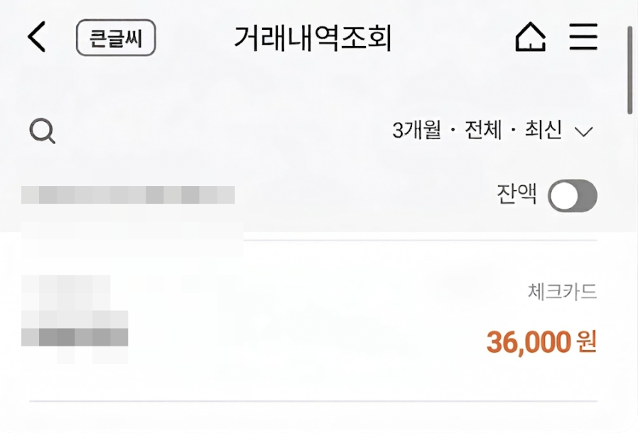 퓨어턴28 착색크림 가격 영수증 예시