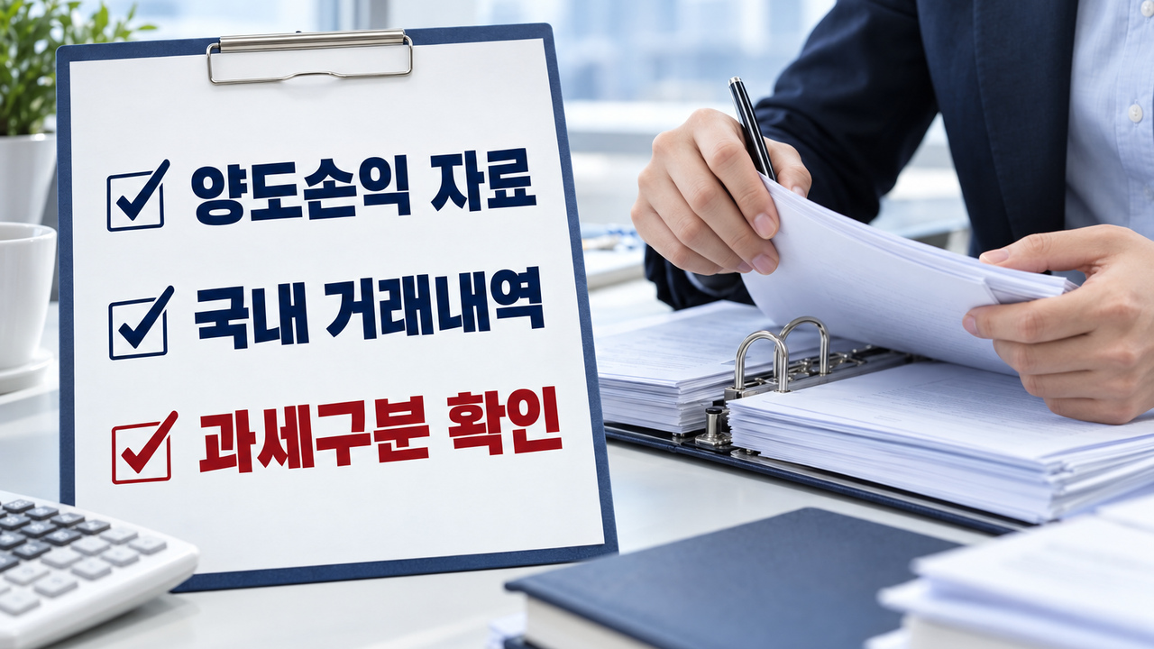 양도손익 자료와 국내 거래내역을 준비해 과세대상과 통산 가능 여부를 확인하는 체크리스트