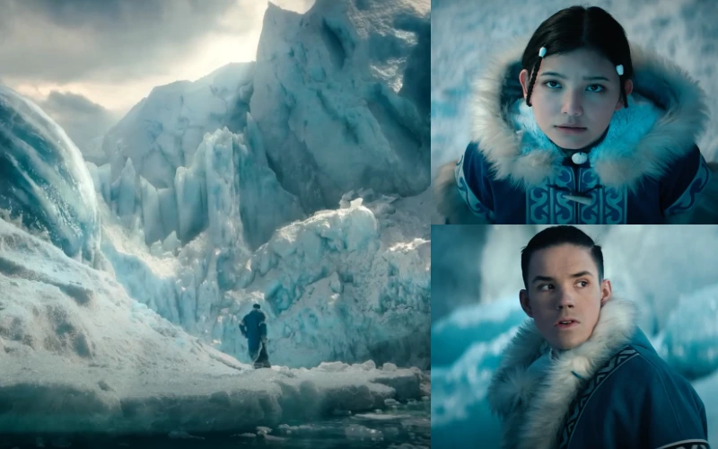 아바타: 아앙의 전설에서 빙하를 보고 있는 주인공