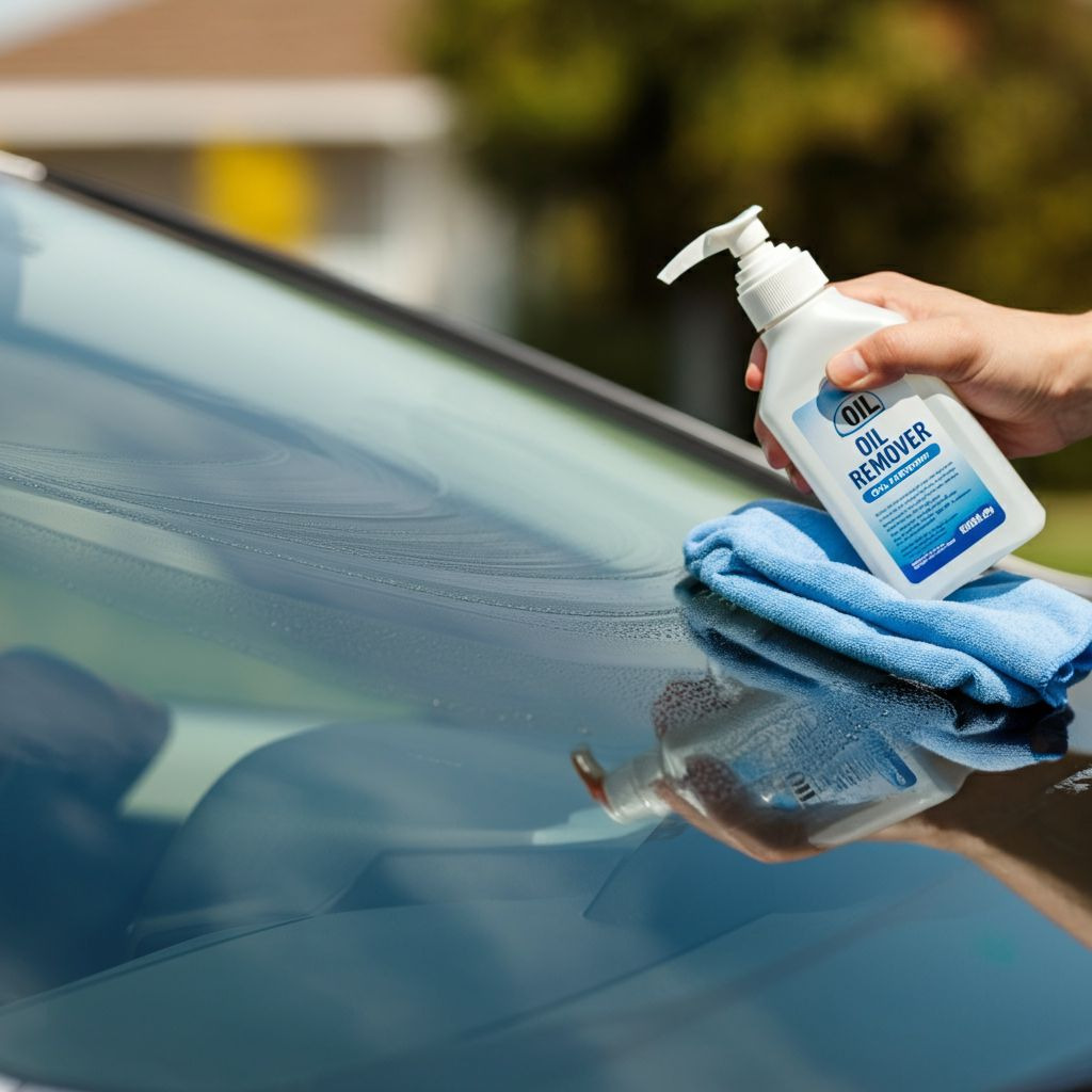 유막 제거제를 사용해 자동차 앞 유리