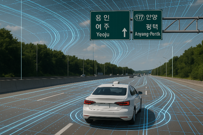 한국 고속도로에서 자율주행을 실증하는 이미지