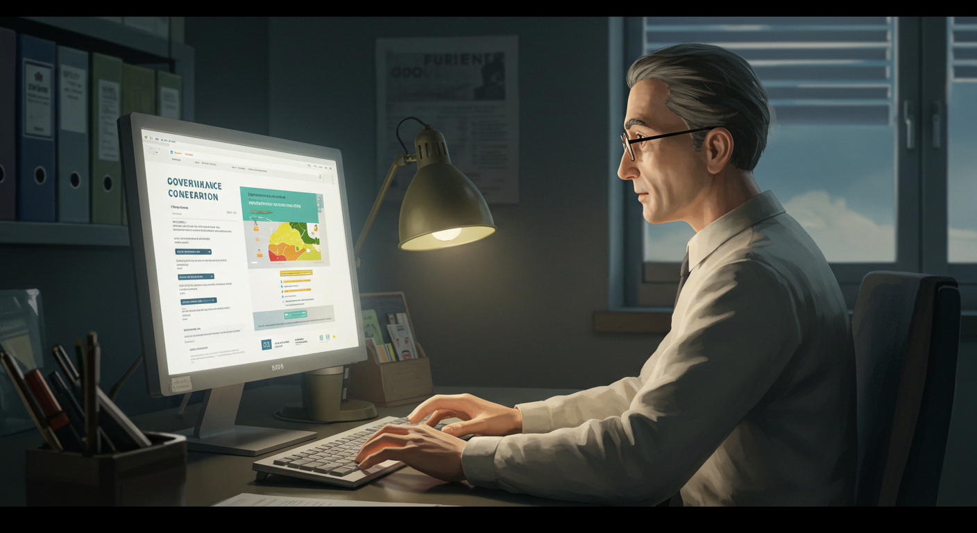 공식 보험 비교 사이트를 확인하는 50대 직장인