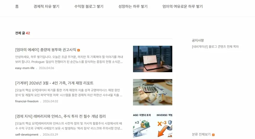 블로그 운영 기록 데이터 스크린샷