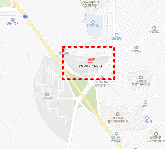 강릉고속버스터미널 위치-지도
