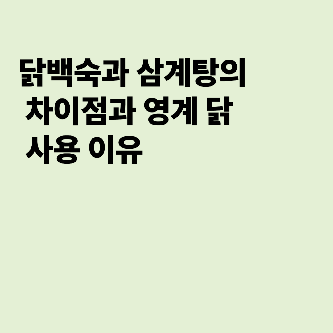 닭백숙과 삼계탕의 차이점과 영계 닭 사용 이유