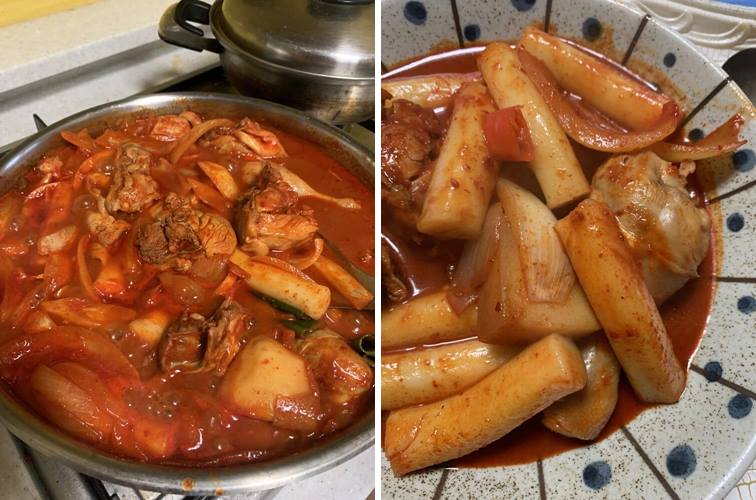 자작하게 끓여지는 닭볶음탕