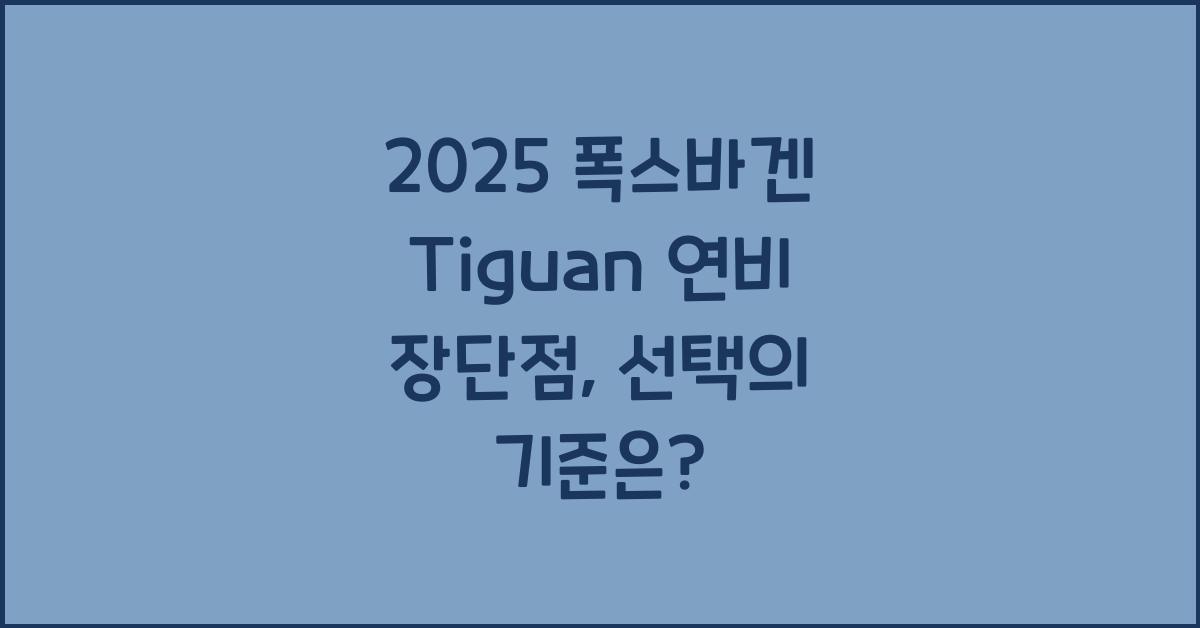 2025 폭스바겐 Tiguan 연비 장단점