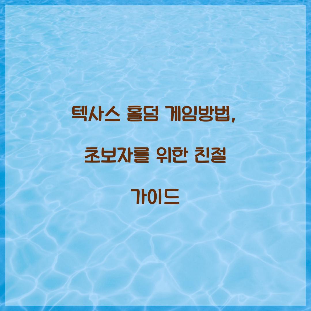 텍사스 홀덤 게임방법