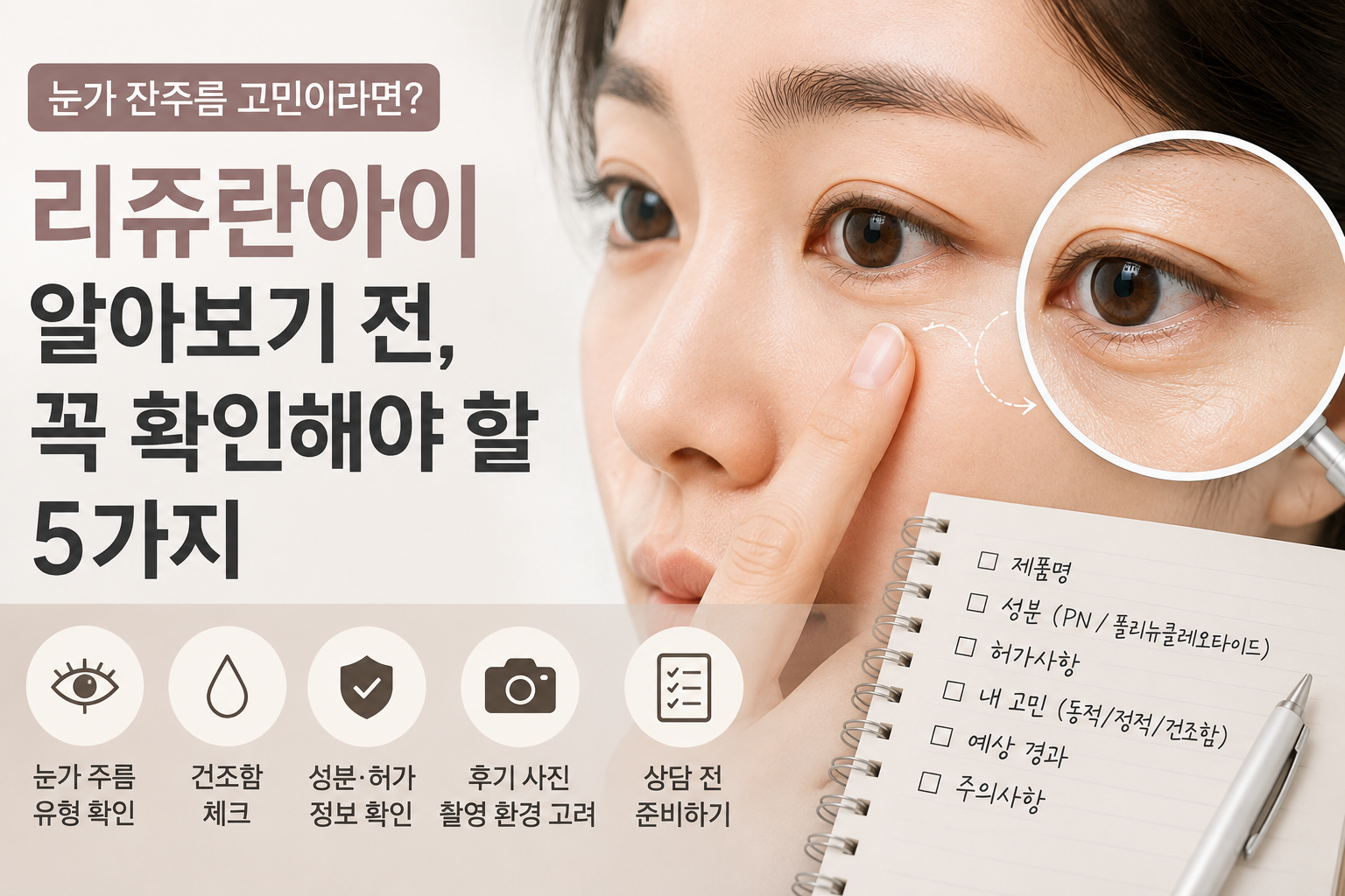 눈가 잔주름, 리쥬란아이 전 확인사항