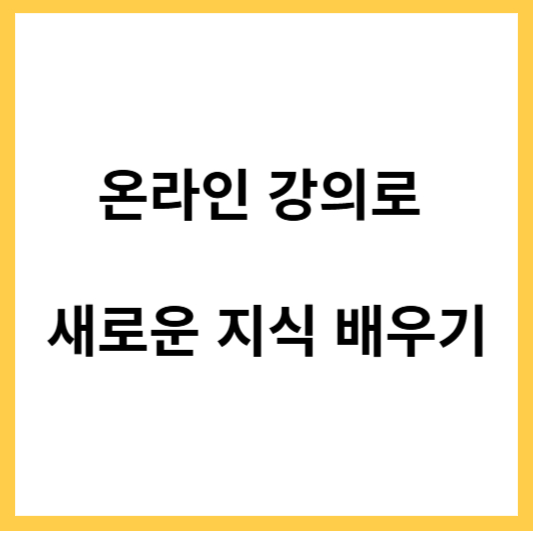 온라인 강의로 새로운 지식 배우기